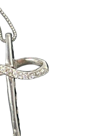 Sterling silver cross with crystal accents necklace