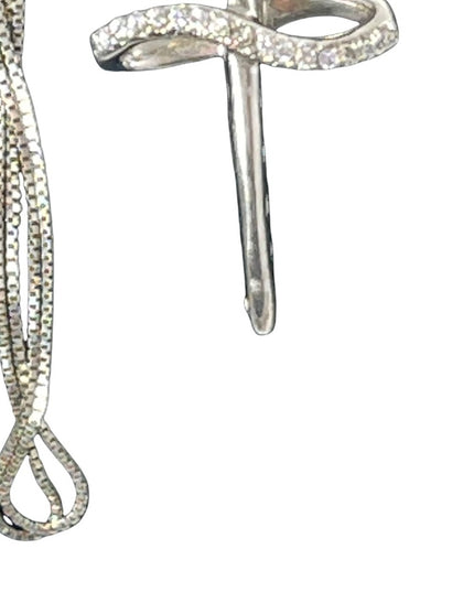 Sterling silver cross with crystal accents necklace