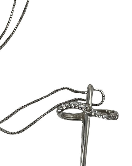 Sterling silver cross with crystal accents necklace
