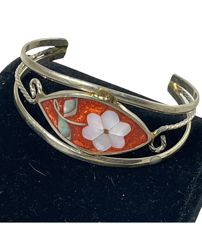 Vintage Alpaca Mexico Silver fancy bangle bracelet