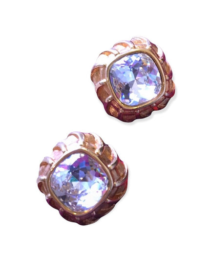 VTG Swarovski (swan) Crystal gold chunky earrings