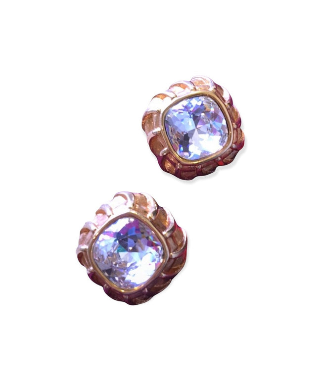 VTG Swarovski (swan) Crystal gold chunky earrings