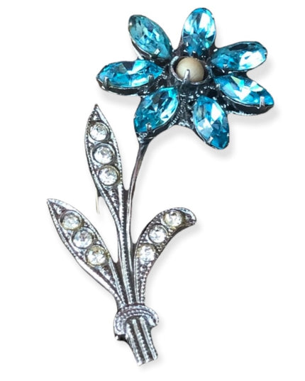 Beautiful blue flower vintage brooch