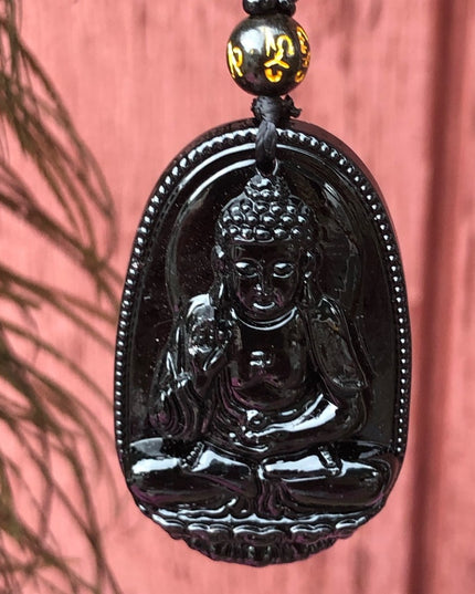 Buddah Black obsidian prayer beads necklace bead