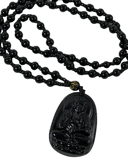 Buddah Black obsidian prayer beads necklace bead
