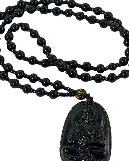 Buddah Black obsidian prayer beads necklace bead