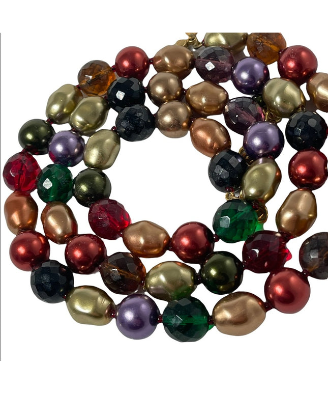 Joan Rivers Heavy faux Pearl & crystal Large bead necklace colorful
