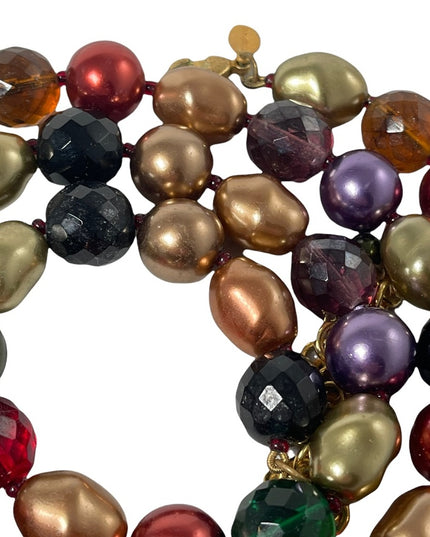 Joan Rivers Heavy faux Pearl & crystal Large bead necklace colorful