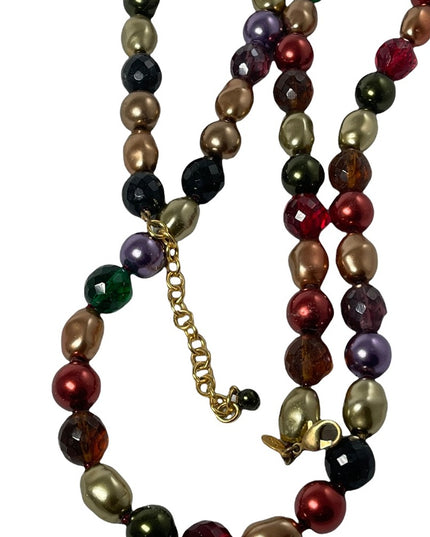 Joan Rivers Heavy faux Pearl & crystal Large bead necklace colorful