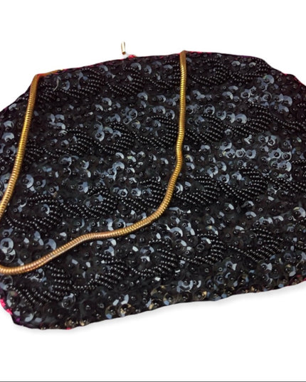 Vintage 1960s small black bead wristlet sequin