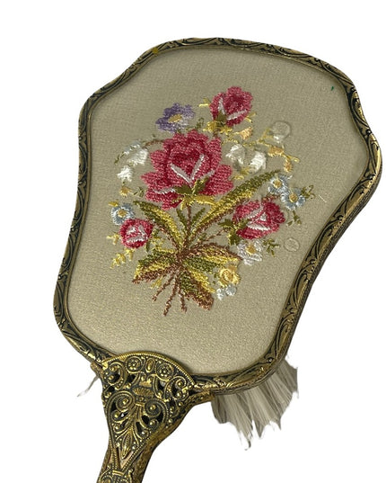 Vintage gold gilt Ormolu Ornate fancy brushes vanity dresser set
