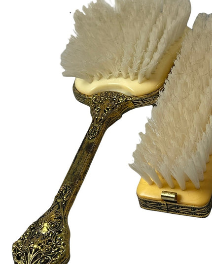 Vintage gold gilt Ormolu Ornate fancy brushes vanity dresser set