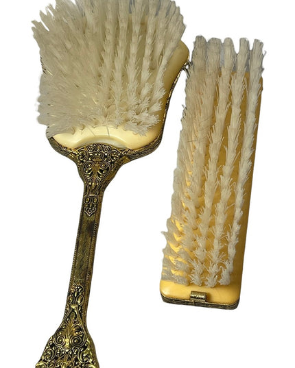 Vintage gold gilt Ormolu Ornate fancy brushes vanity dresser set