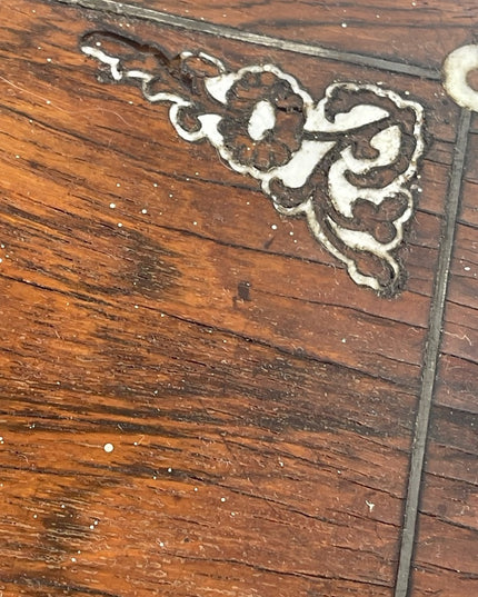 Antique Solid wood Pearl inlay carved wood box jewelry