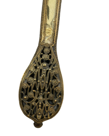 Vintage gold gilt Ormolu Vanity set Mirror & brush flower design