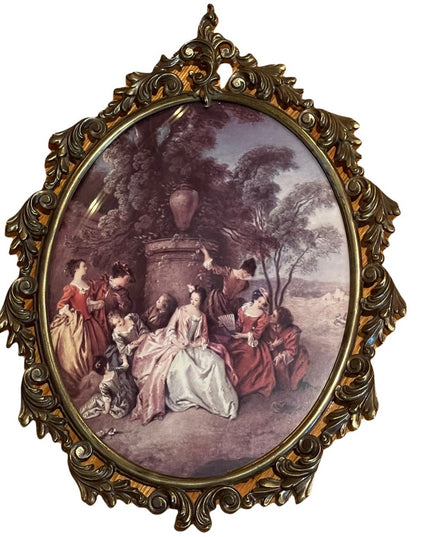 LG Vintage metal ornate Italy Italian framed Victorian picture