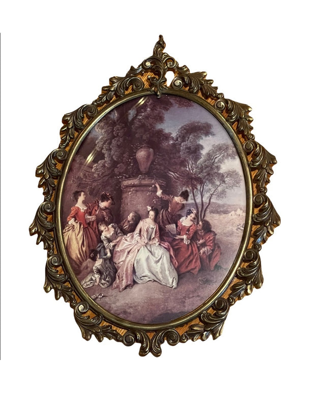 LG Vintage metal ornate Italy Italian framed Victorian picture