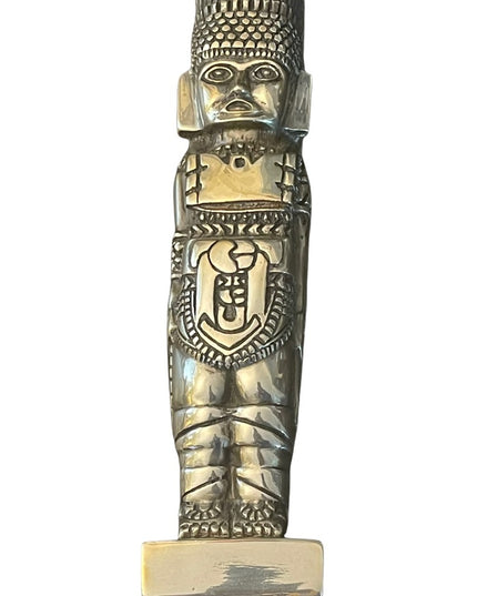 RARE SILVER Toltec Atlantean Warrior Silver Plate Sculpture MEXICO