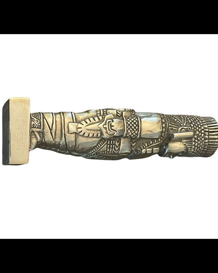 RARE SILVER Toltec Atlantean Warrior Silver Plate Sculpture MEXICO