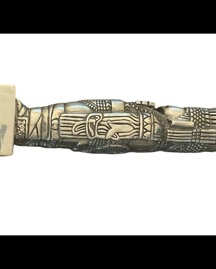 RARE SILVER Toltec Atlantean Warrior Silver Plate Sculpture MEXICO