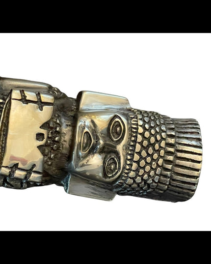 RARE SILVER Toltec Atlantean Warrior Silver Plate Sculpture MEXICO