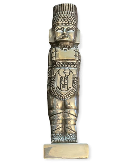 RARE SILVER Toltec Atlantean Warrior Silver Plate Sculpture MEXICO