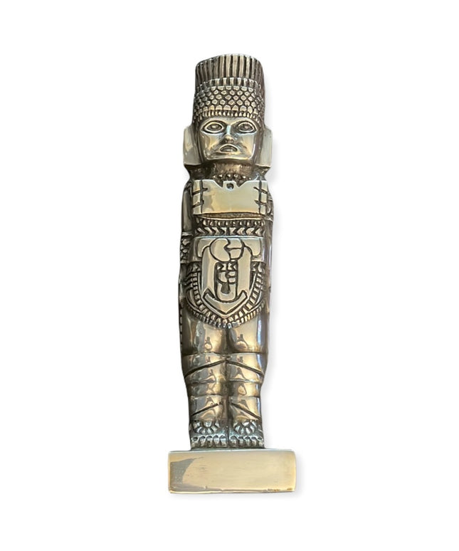 RARE SILVER Toltec Atlantean Warrior Silver Plate Sculpture MEXICO