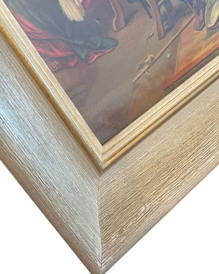 Vintage 1950s Solid wood frame LAST SUPPER Print Lithograph Stunning!