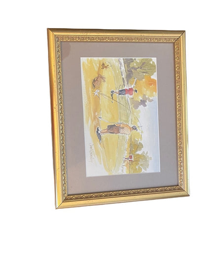 John Walmsley signed Framed watercolor painting on paper GOLFING
