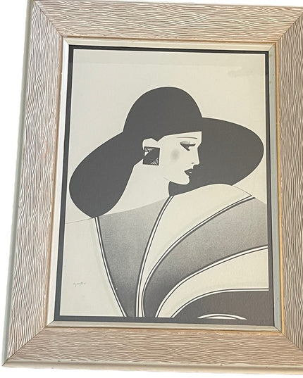 Vintage Jeannette Art Deco Nagel Style Modern 1983 Framed Art Print