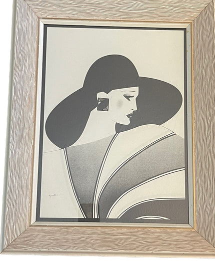 Vintage Jeannette Art Deco Nagel Style Modern 1983 Framed Art Print