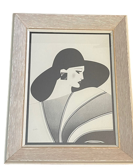 Vintage Jeannette Art Deco Nagel Style Modern 1983 Framed Art Print