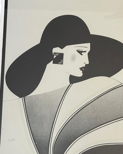 Vintage Jeannette Art Deco Nagel Style Modern 1983 Framed Art Print