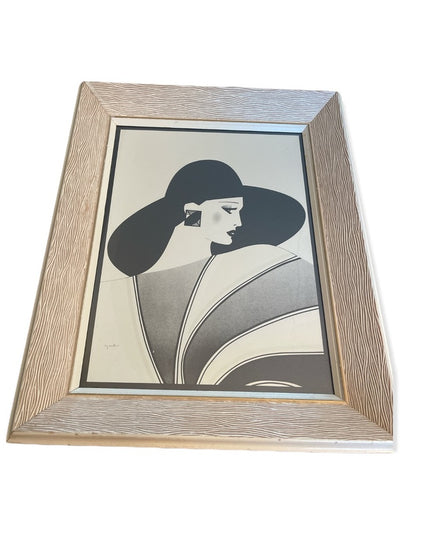 Vintage Jeannette Art Deco Nagel Style Modern 1983 Framed Art Print