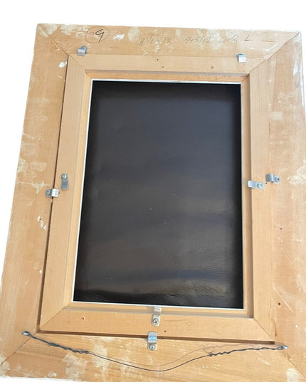 Large heavy Ornate wood frame 1940s red velvet gold white painted