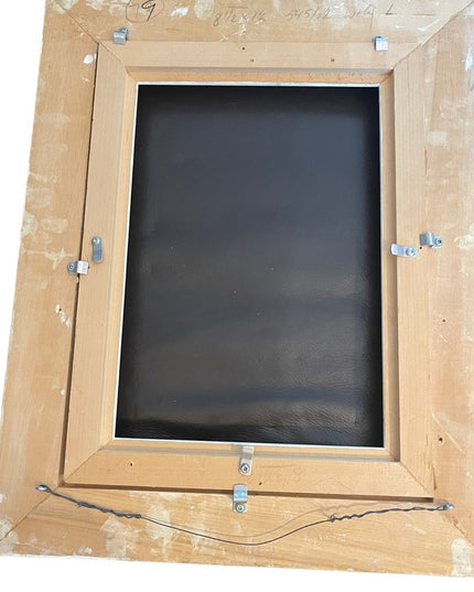 Large heavy Ornate wood frame 1940s red velvet gold white painted