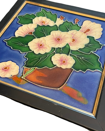Flowers Glass large tile picture ceramic framed