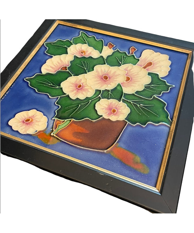 Flowers Glass large tile picture ceramic framed