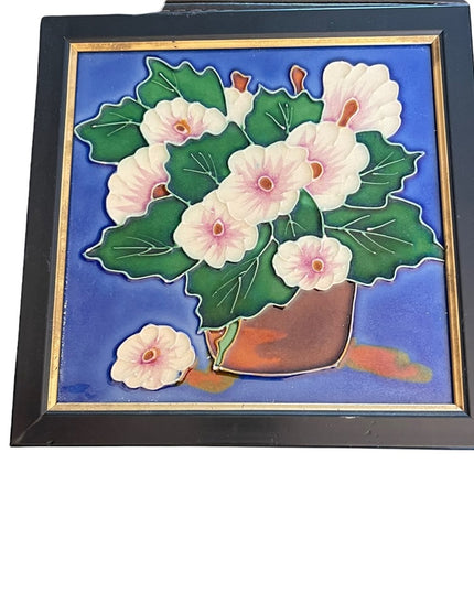 Flowers Glass large tile picture ceramic framed