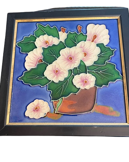 Flowers Glass large tile picture ceramic framed