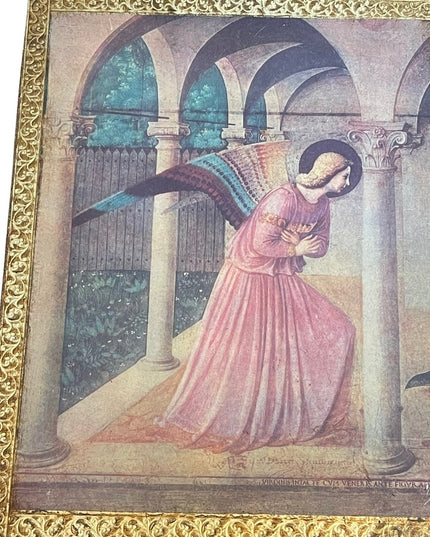 Vintage gold gilt Florentine Italy Italian Angel wall hanging picture on wood