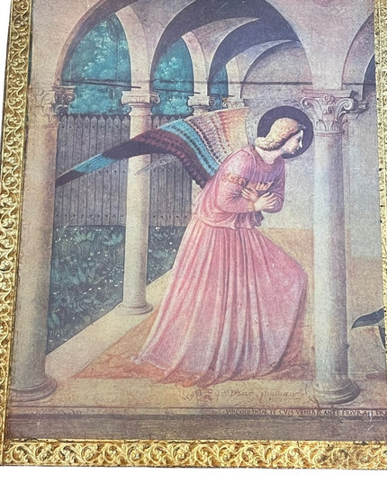 Vintage gold gilt Florentine Italy Italian Angel wall hanging picture on wood