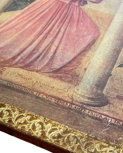 Vintage gold gilt Florentine Italy Italian Angel wall hanging picture on wood