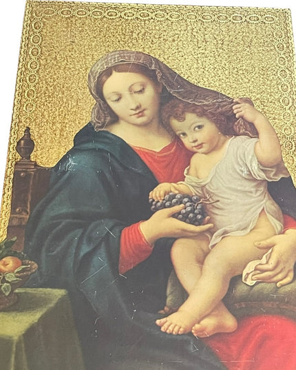 Vintage gold gilt Florentine Italy Italian lady & baby picture wall hanging
