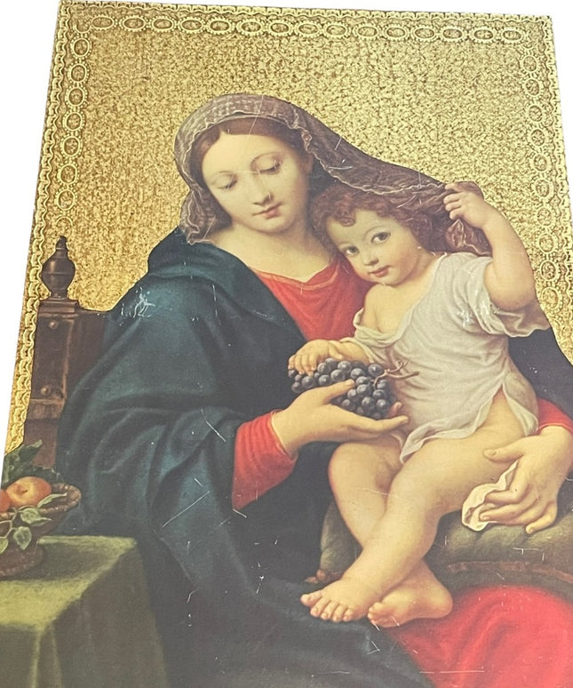 Vintage gold gilt Florentine Italy Italian lady & baby picture wall hanging