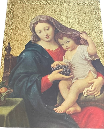 Vintage gold gilt Florentine Italy Italian lady & baby picture wall hanging