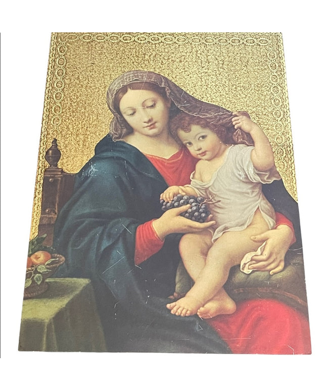 Vintage gold gilt Florentine Italy Italian lady & baby picture wall hanging