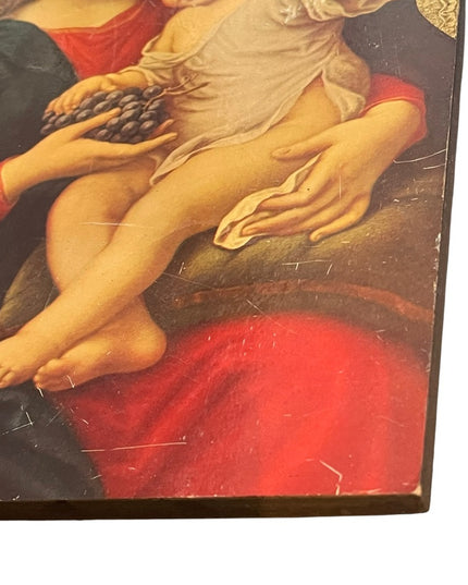Vintage gold gilt Florentine Italy Italian lady & baby picture wall hanging