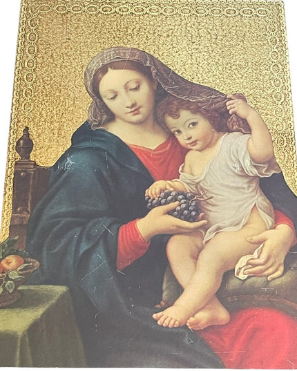 Vintage gold gilt Florentine Italy Italian lady & baby picture wall hanging
