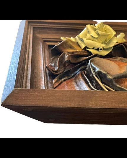 VTG High Relief Handmade leather Violin & flowers Hanging  heavy 3D picture